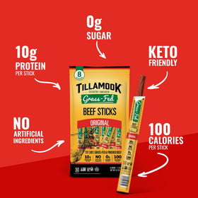 Tillamook Country Smoker Original Beef Stick close-up highlighting texture and natural ingredients