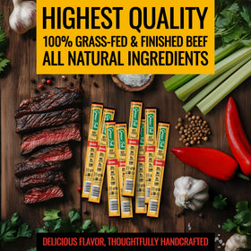 Tillamook Country Smoker Original Beef Stick nutrition panel emphasizing protein