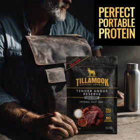 Tillamook Tender Angus Reserve jerky wood-smoke aroma hints authentic flavor