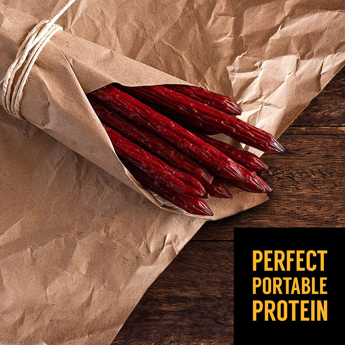 Tillamook Country Smoker Teriyaki sausages packaging inside resealable jar supports freshness.