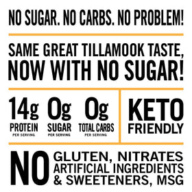 Tillamook Country Smoker zero sugar beef jerky original packaging with four 2.2 oz bags.
