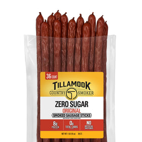 Tillamook Country Smoker Zero Sugar Original sausages packaging with hardwood smoke flavor