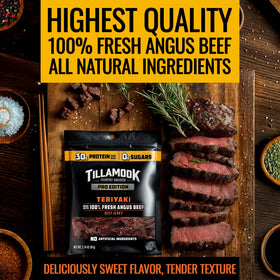 Tillamook Country Smoker PRO Edition Angus beef jerky slices, robust energy