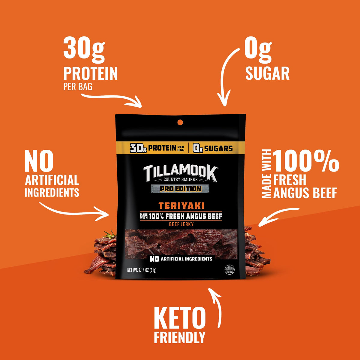 Tillamook Country Smoker PRO Edition gluten-free jerky, high-protein snack