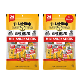Tillamook Zero Sugar Original Mini Smoked Sausages in a ready-to-eat pack for lunches.
