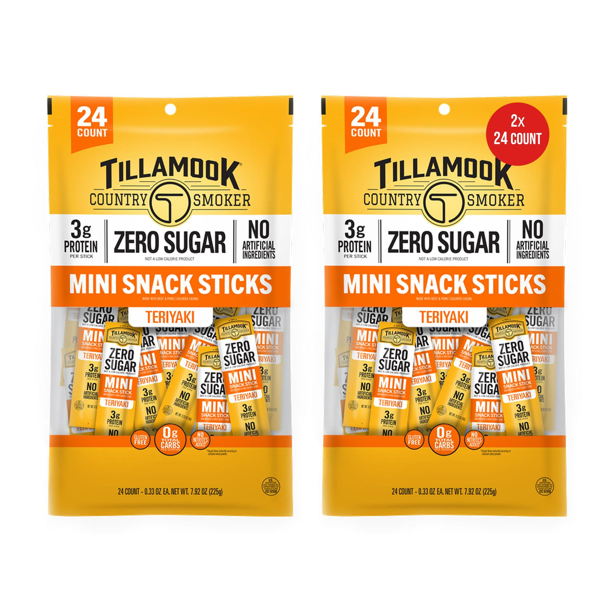 Tillamook Zero Sugar Teriyaki Minis in pack, ideal for quick snacks.