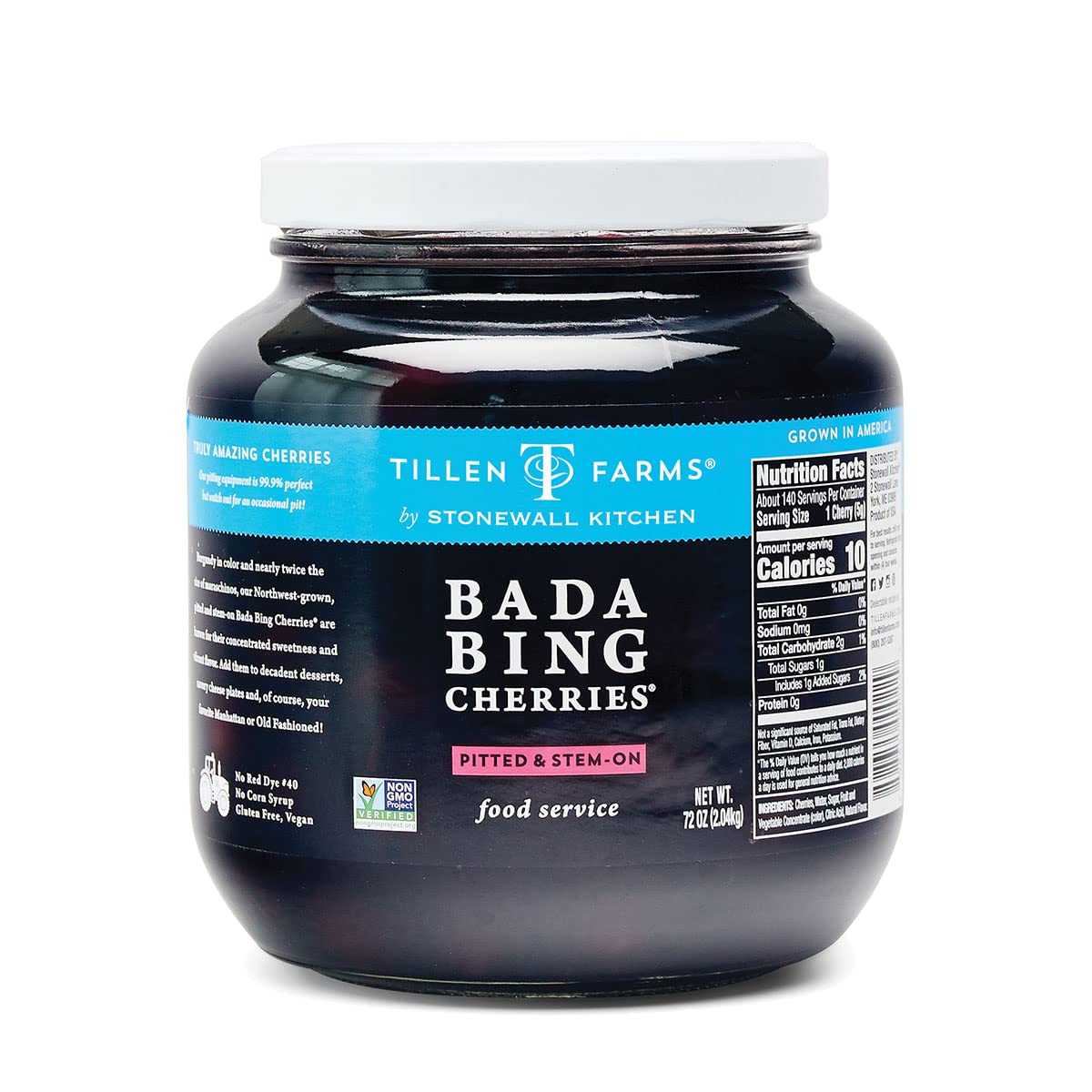 Tillen Farms Bada Bing cherries in a 72-ounce jar for easy snacking.