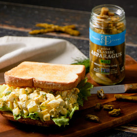 Tillen Farms Mild Pickled Asparagus garlic-note enhances antipasti flavor