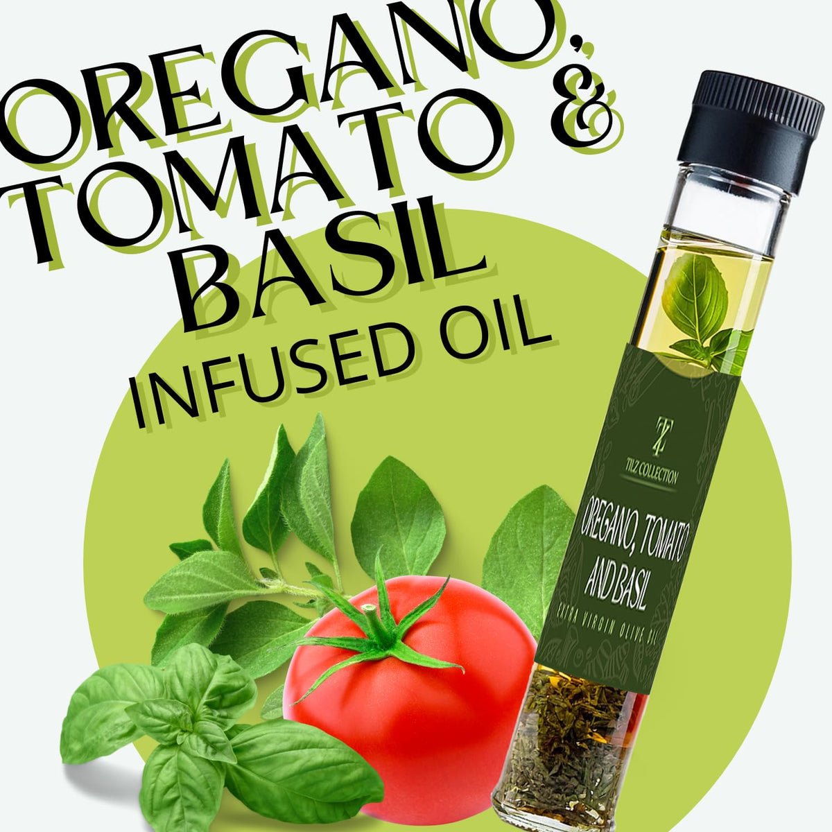 Tilz Infused Olive Oil close-up; premium quality oil for flavorful finishing.