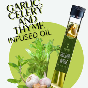 Tilz Collection Rosemary Oil bottle offers fragrant herb notes; ideal for potato roasts and vegetables.