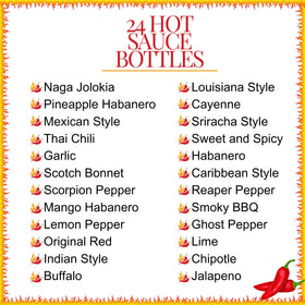 TILZ hot sauce gift box closeup showing premium packaging and diverse heat levels.