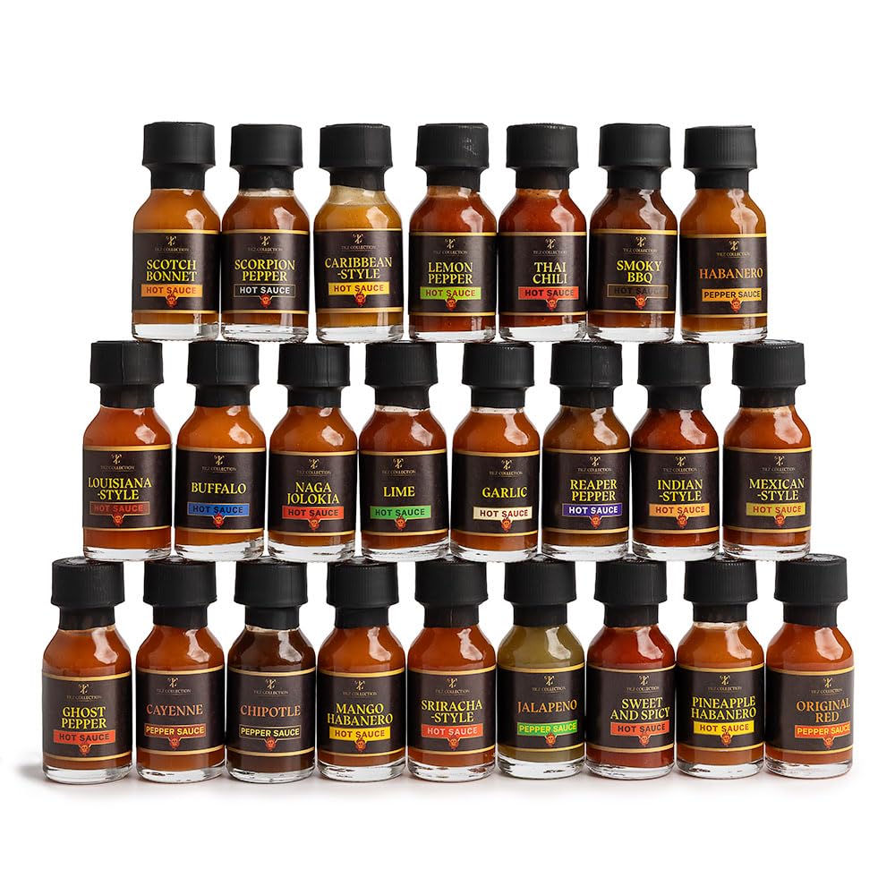 TILZ collection bottle labels closeup highlighting gourmet ingredients and distinctive flavors.