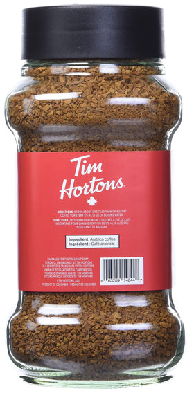 Tim Hortons 100% Arabica beans highlight premium quality and smooth taste.