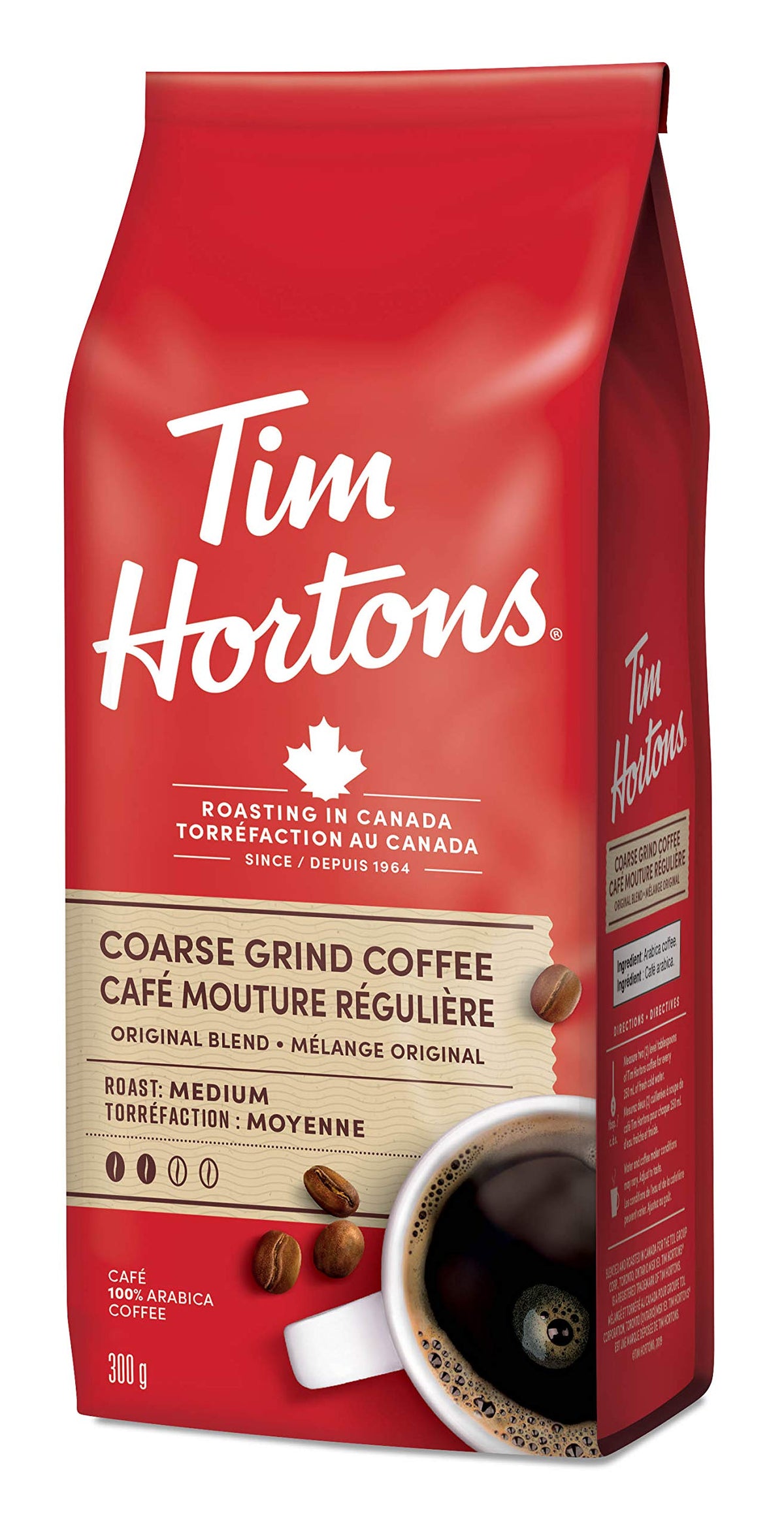 Tim Hortons Coarse Grind Original brew pour for quick, consistent cups.