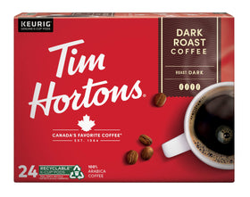 Tim Hortons dark roast box with pods for easy refills