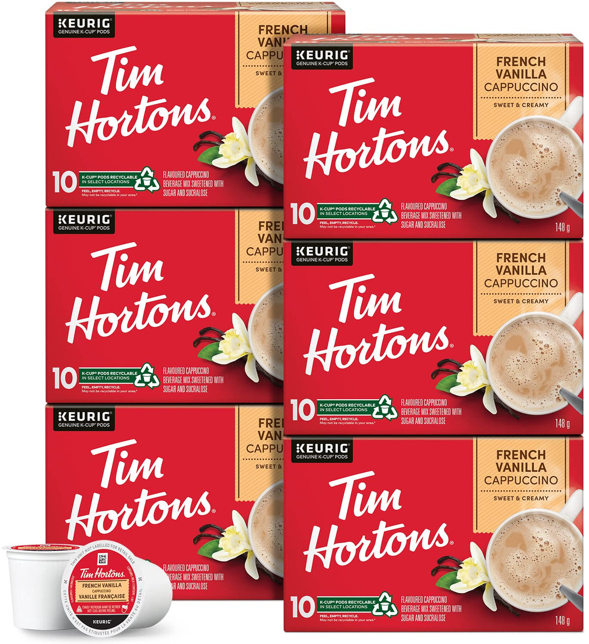 Tim Hortons French Vanilla Cappuccino K-Cup pack for easy at-home brewing