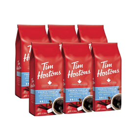 Tim Hortons French Vanilla ground coffee bag enables rich at-home brewing.