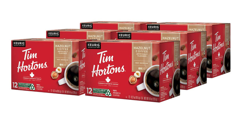 Tim Hortons hazelnut-flavored K-Cup pod for quick, flavorful mornings.