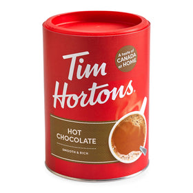 Tim Hortons hot chocolate cup steaming, cozy indulgence for chilly mornings