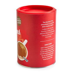 Tim Hortons hot chocolate mug with foamy top, a creamy sipable moment