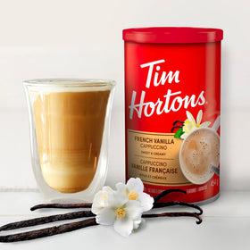 Tim Hortons Instant Cappuccino French Vanilla ready for automatic coffee maker setups
