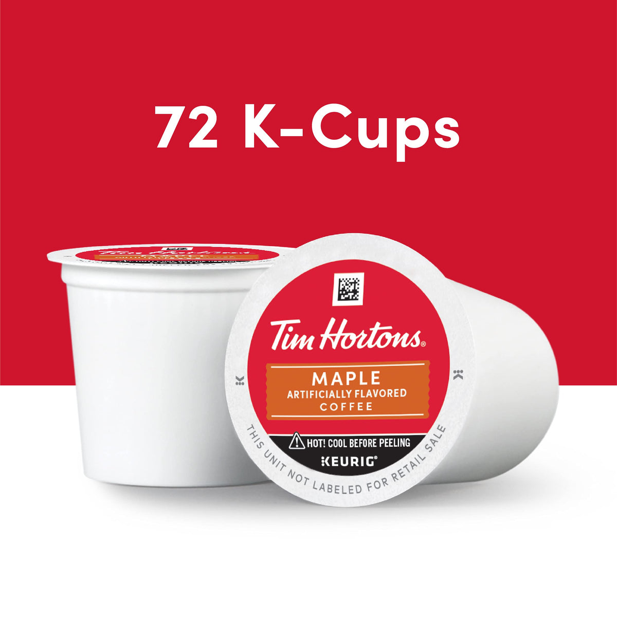 Close up of Tim Hortons maple flavored pod highlighting aroma