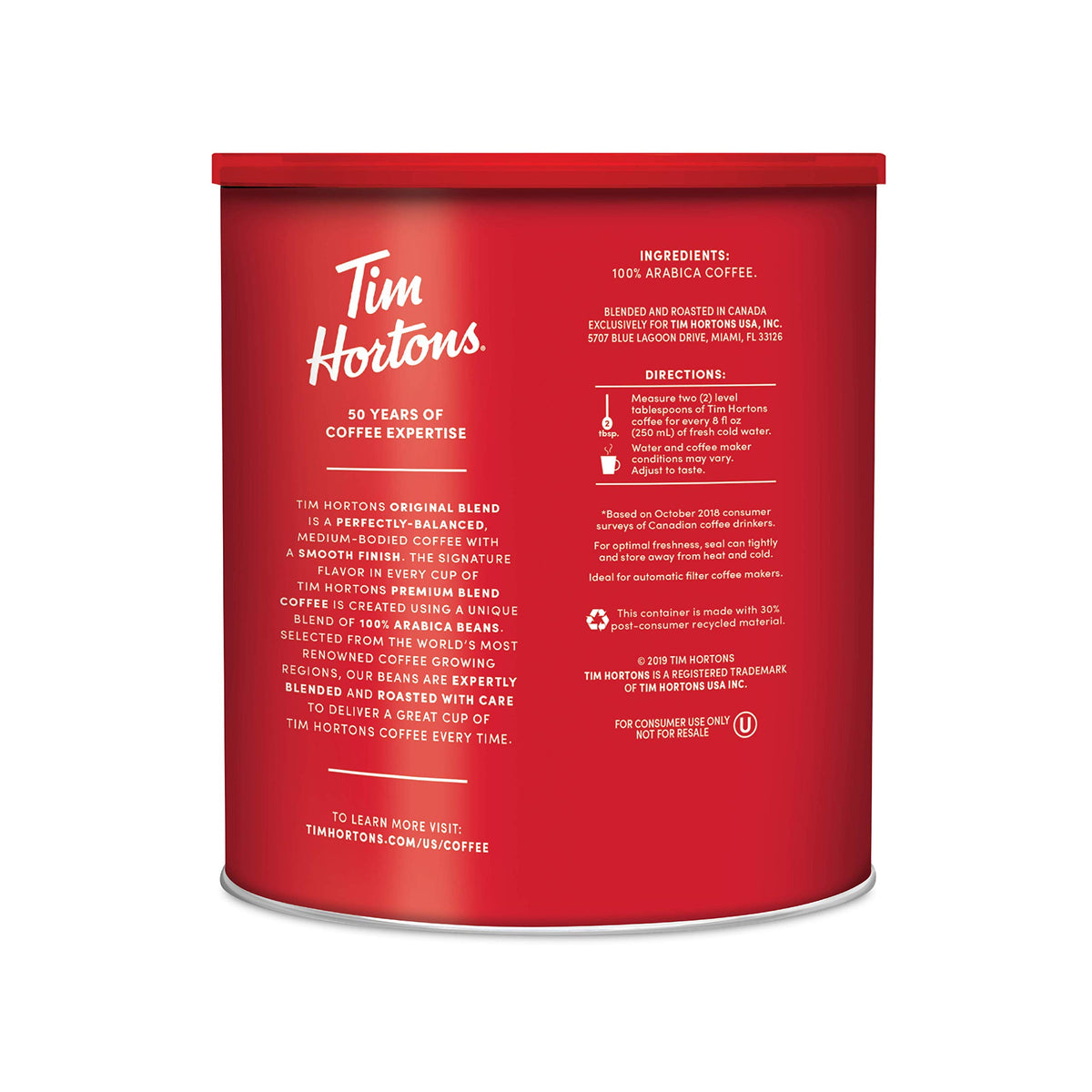 Aromas rise from Tim Hortons Original Blend as a fresh cup brews.
