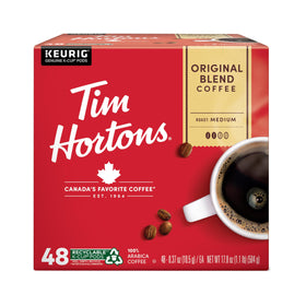 Tim Hortons Original Blend K-Cup pods for Keurig brewers with convenient 48-count pack