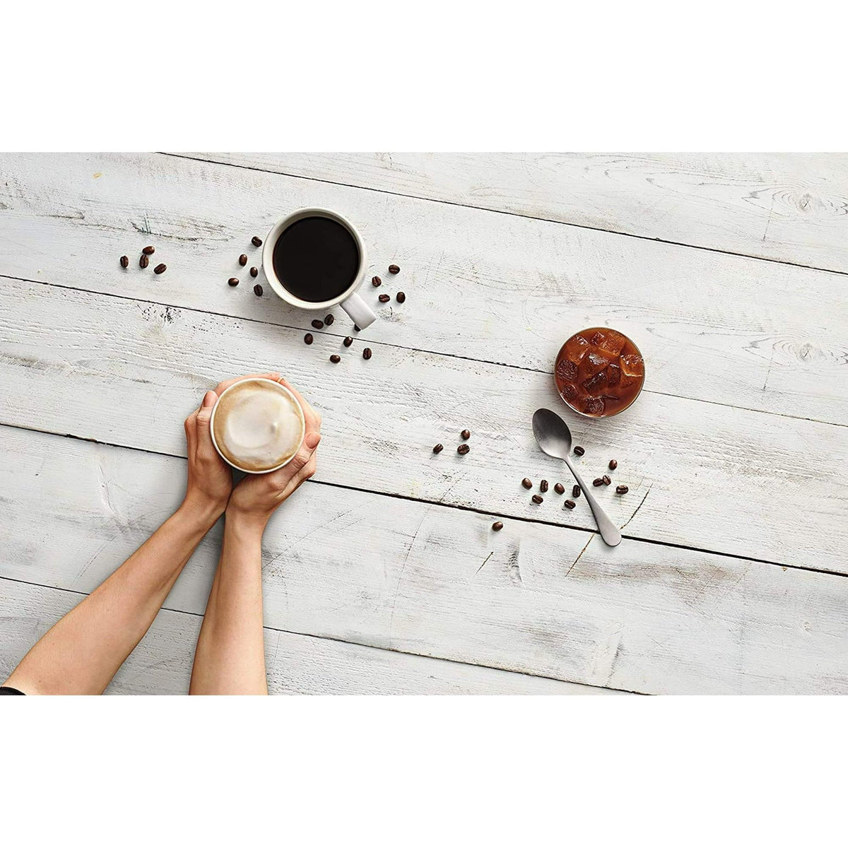 Tim Hortons Premium Instant Coffee Medium cup steaming ready for a fast morning pick-me-up.