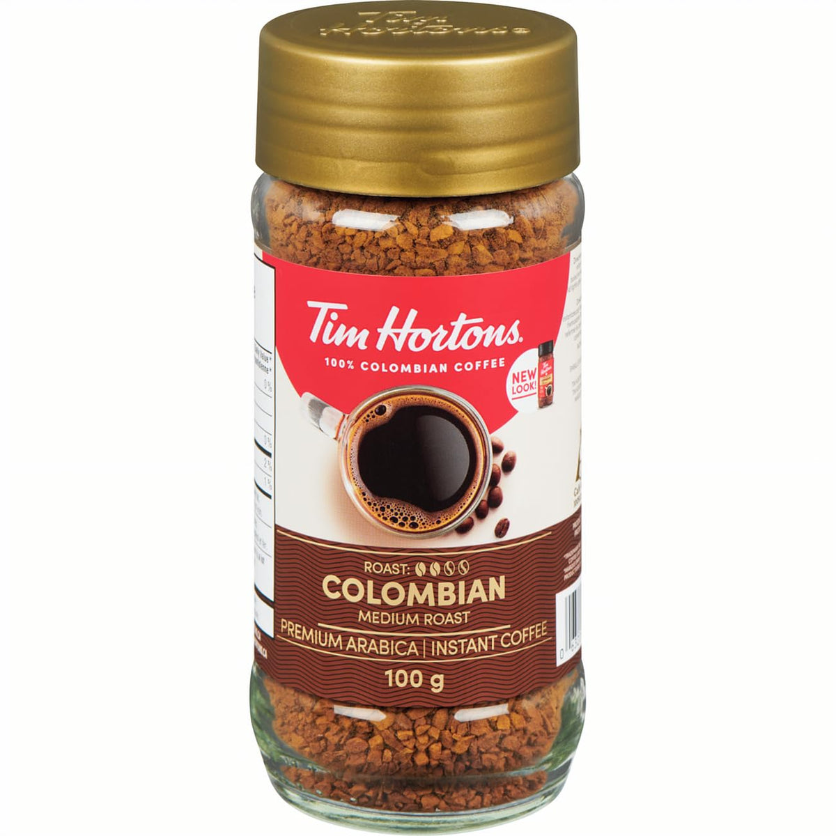 Tim Hortons Premium Instant Coffee Medium dissolving in hot water demonstrates instant convenience.