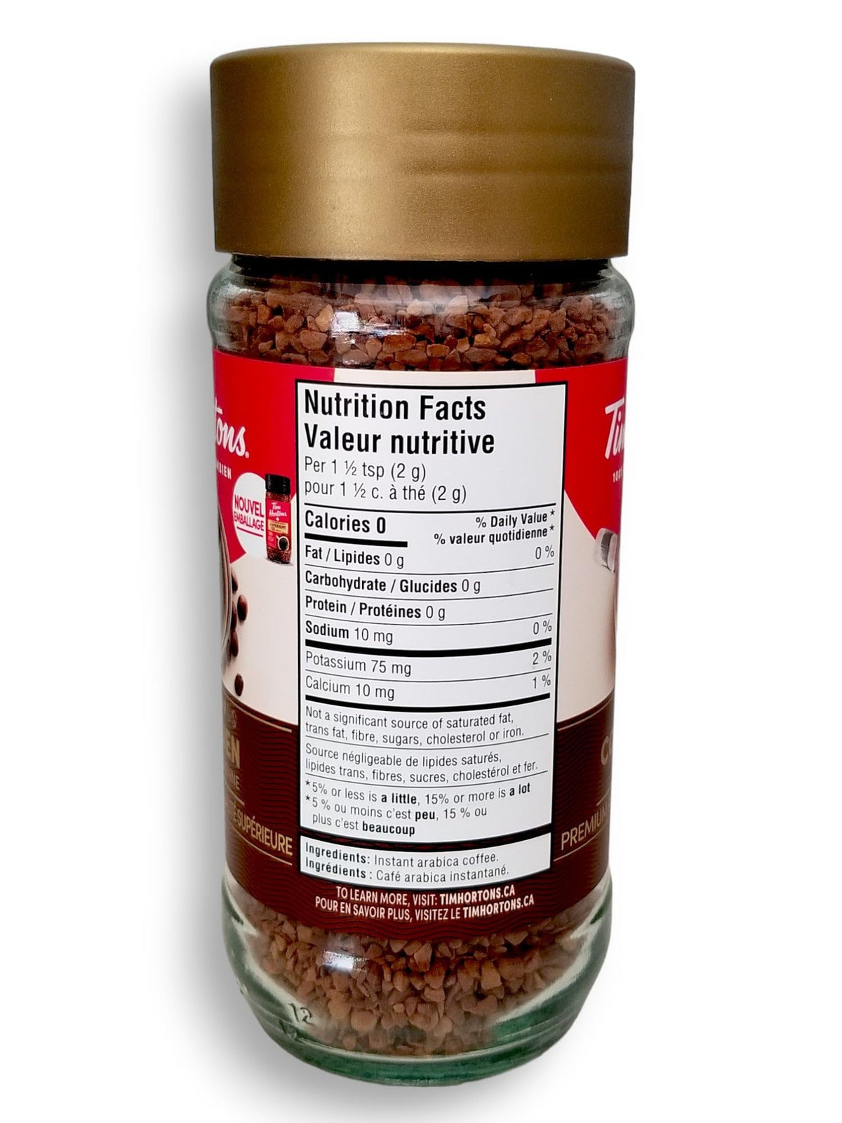 Tim Hortons Premium Instant Coffee Medium travel mug ready for on-the-go occasions.