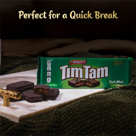 Tim Tam Dark Mint Cookie on a wooden table great for gifting
