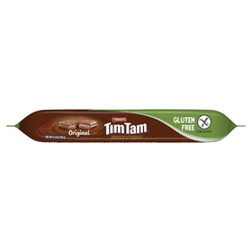 Tim Tam gluten-free original cookies sliced view highlighting creamy center.