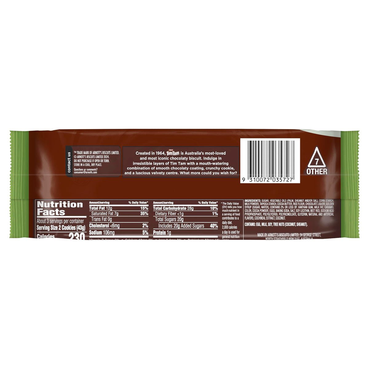 Tim Tam gluten free original cookies with rich chocolate coating, ready for tea.