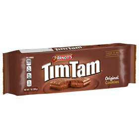 Cross-section of Tim Tam's three-indulgent-layers texture: crunch, cream, coating.