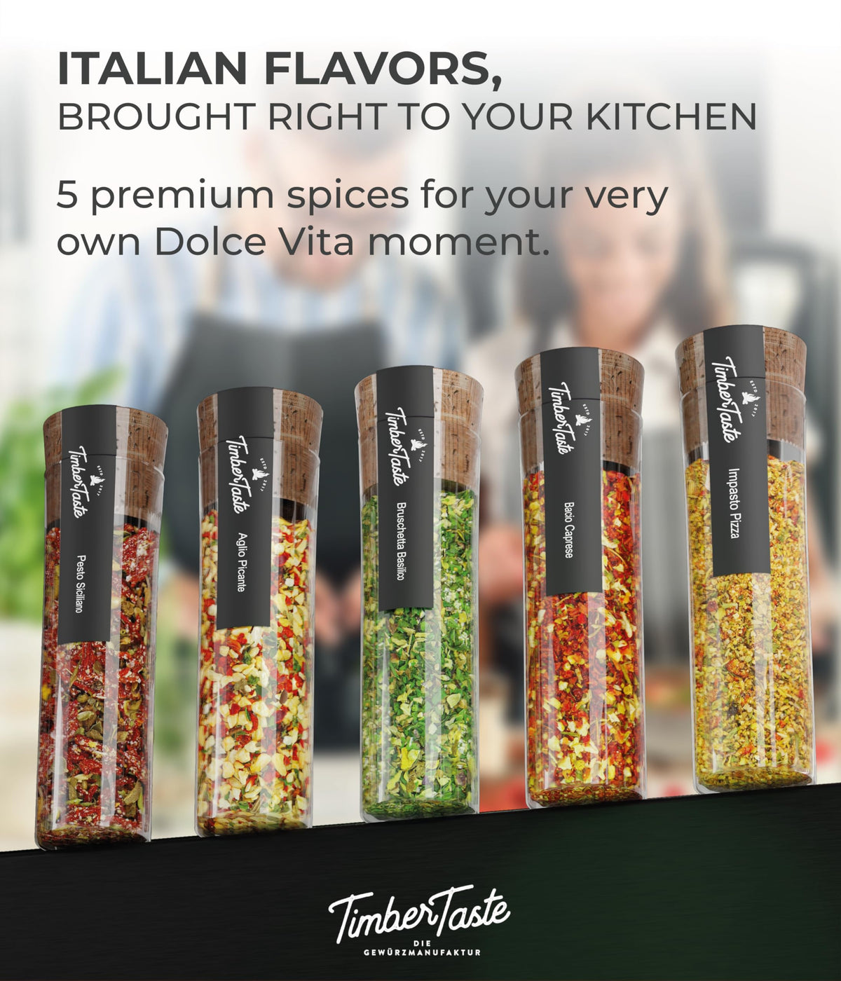 Timber Taste olive oil pairing with spices, enhances everyday meals