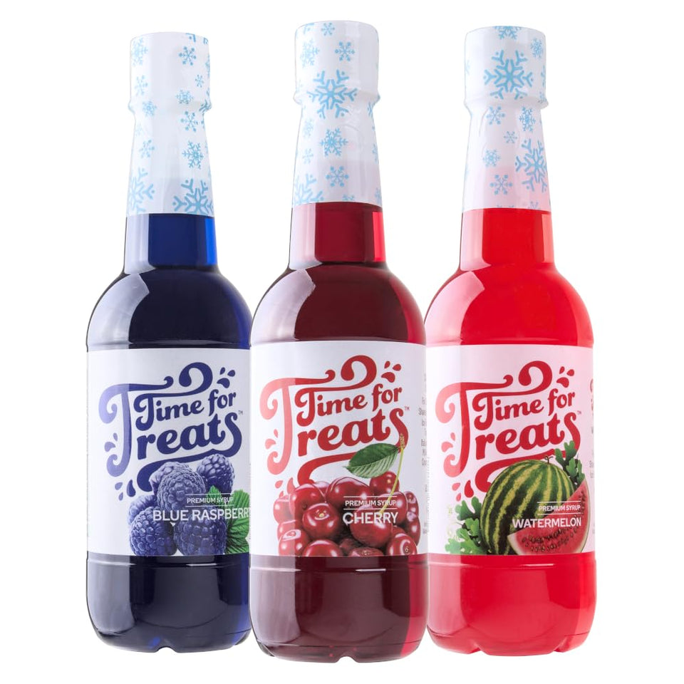 TIME FOR TREATS cherry syrup bottle pour for snow cones and drinks.