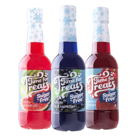 Time For Treats sugar free cherry syrup pour over a snow cone for a flavorful treat.