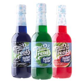 Time For Treats green apple syrup poured over ice for a refreshing snow cone