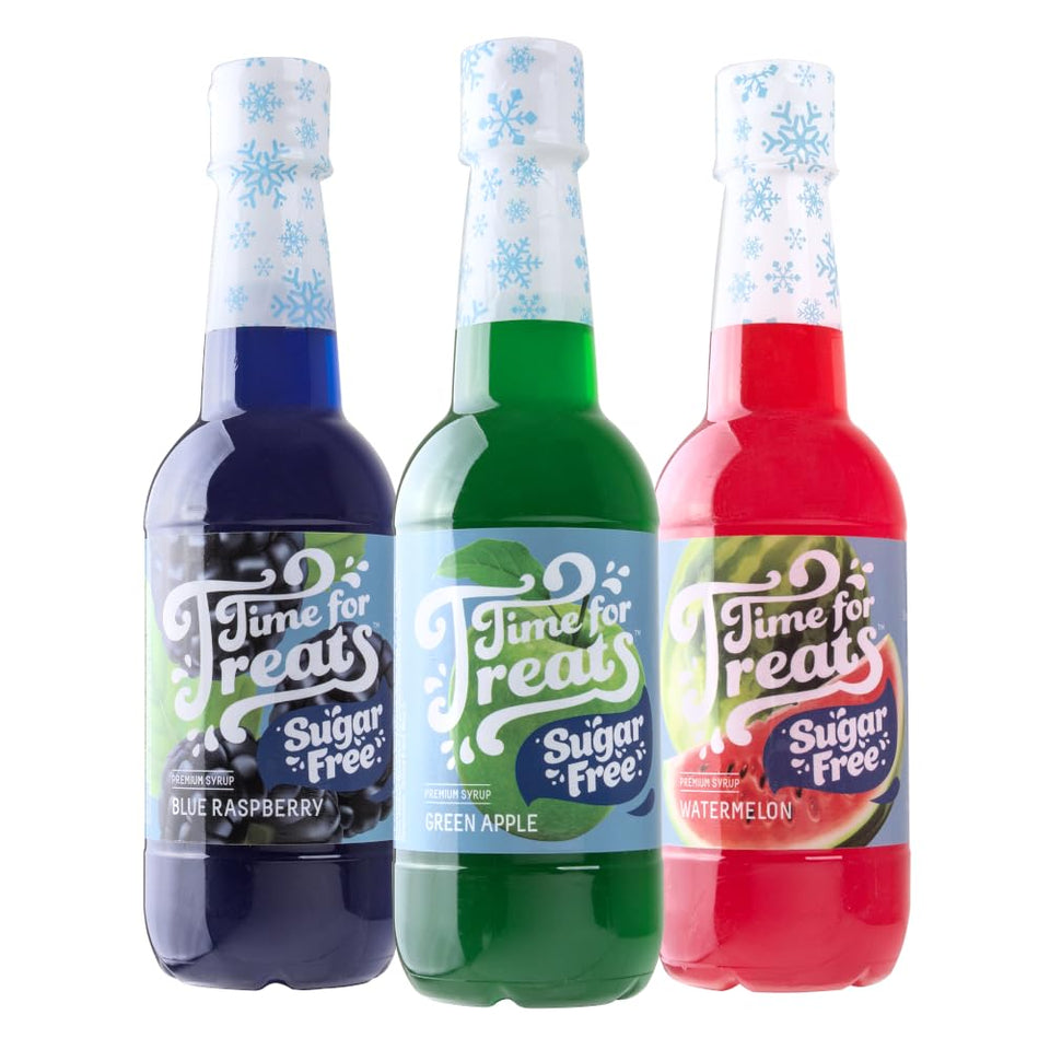 Time For Treats green apple syrup poured over ice for a refreshing snow cone