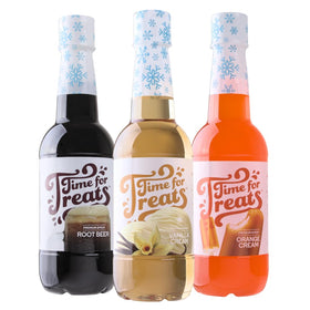 Time For Treats Vanilla Cream syrup bottle for snow cones and shakes.