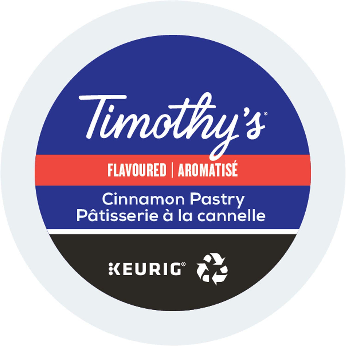 Timothy's Cinnamon Pastry coffee cup with warm aroma and smooth medium roast.