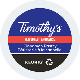 Timothy's Cinnamon Pastry coffee cup with warm aroma and smooth medium roast.