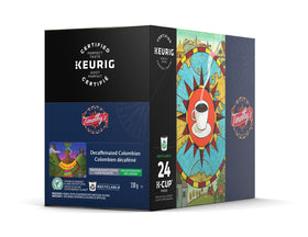 Timothys Decaf Colombian K-Cup in brewer-ready form for a smooth cup.
