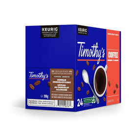 Timothy's World Coffee rainforest-alliance-seal K-Cup supports sustainable sourcing.