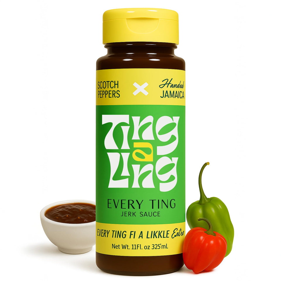 Ting A Ling Every Ting Jerk Sauce bottle ready for bold finishing flavor