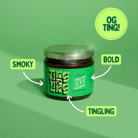 Ting A Ling Jerk Marinade bottle pour enables quick, bold meals.
