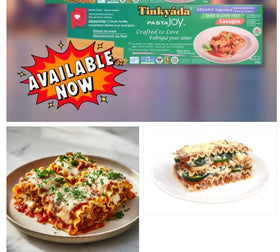 Tinkyada ready-to-serve pasta dish in bowls showing family-friendly meal