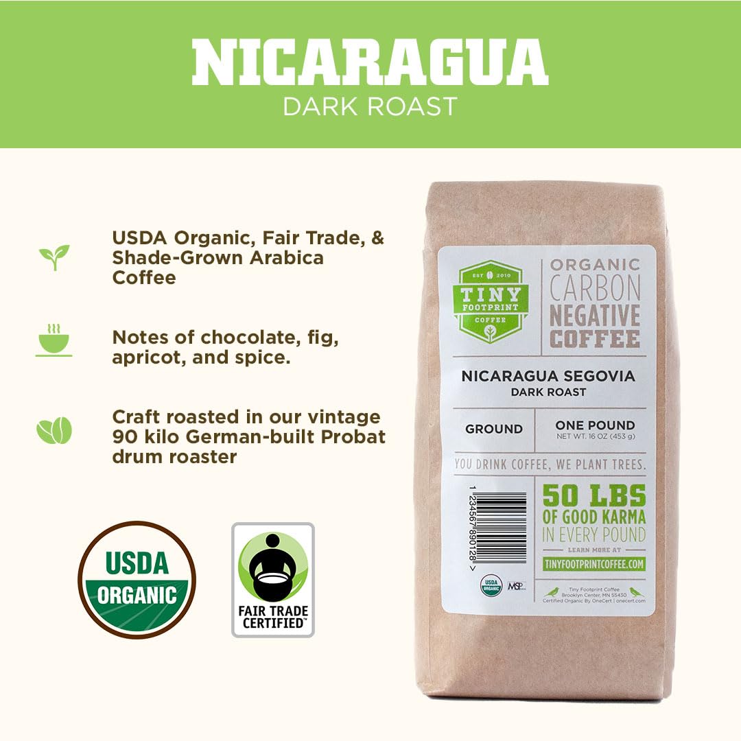 Tiny Footprint Coffee ground 16oz bag in kitchen ideal for moka pot and espresso