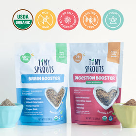 Tiny Sprouts Brain Booster scoop-dispense for easy smoothie mixing